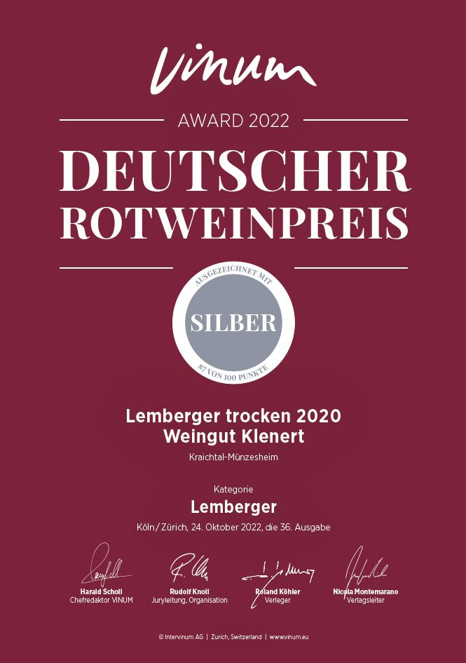 Wein Trocken 2021* Lemberger Webshop Klenert - -