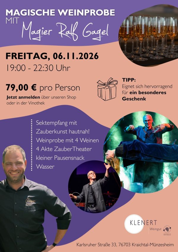 Die Magische Weinprobe mit Magier Ralf Gagel - Freitag 06.11.2026